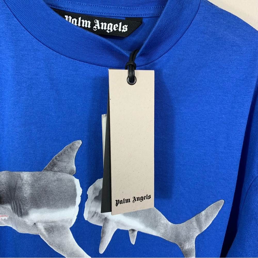 Palm Angels Shark T-Shirt in Blue NWT - Picture 7 of 10